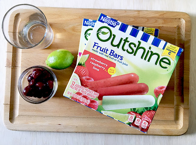 Outshine fruit bars and ingredients to make cherry limeades