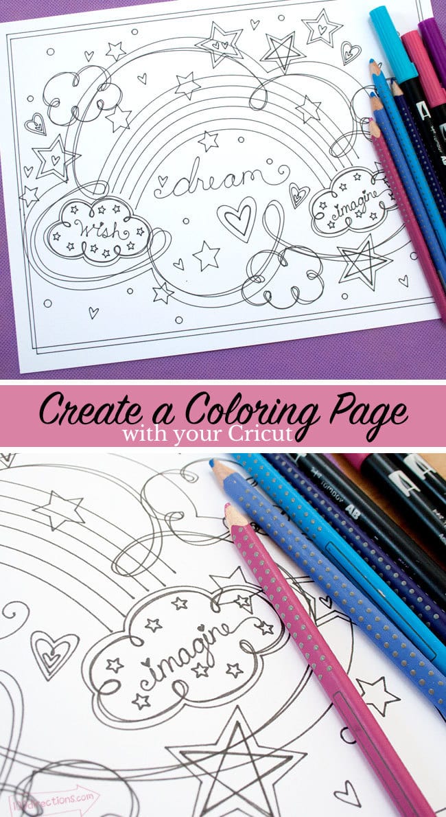 Dream coloring page you can make with your Cricut - designed by Jen Goode