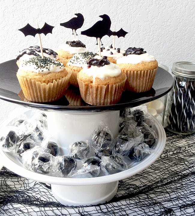 Bat and Raven Halloween Cupcake Toppers