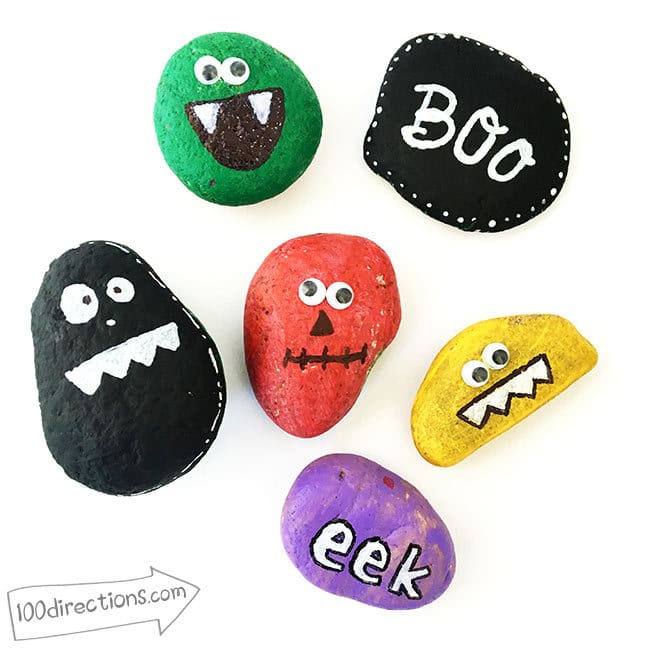 DIY Halloween monster painted rocks