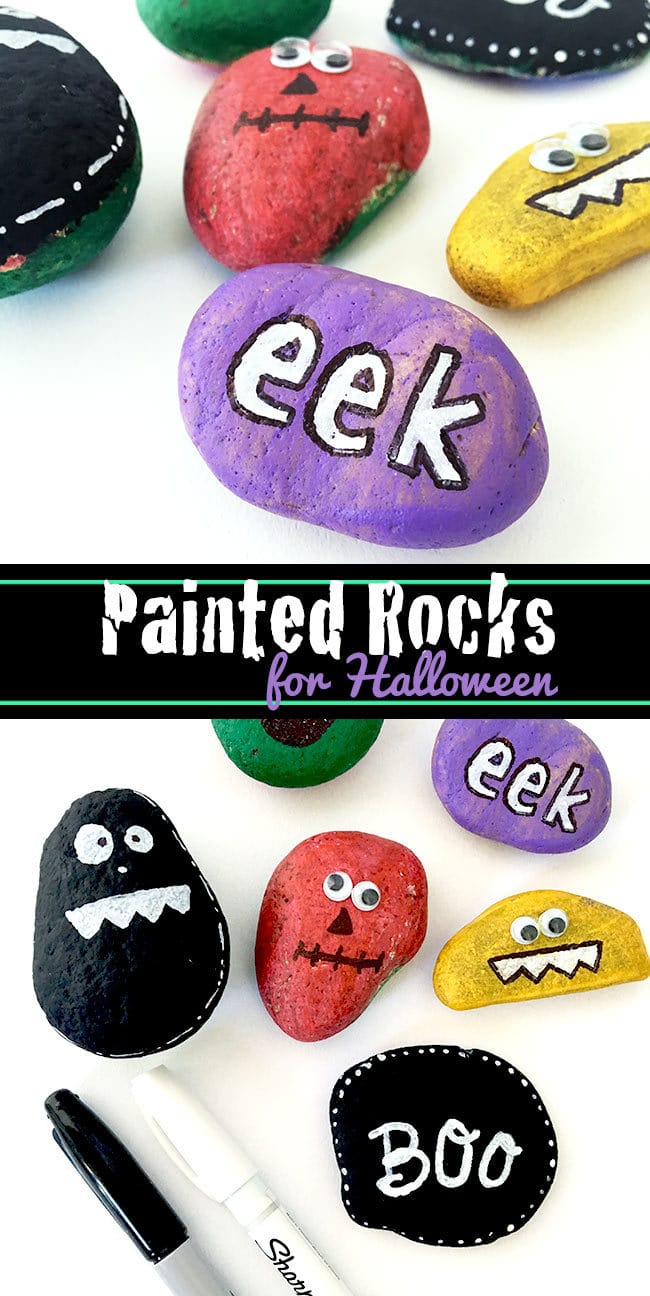 Halloween monster painted rocks by Jen Goode