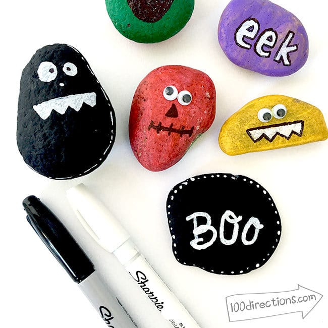 Halloween monster painted rocks - supplies