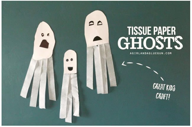 Tissue Paper Ghosts Kids Craft