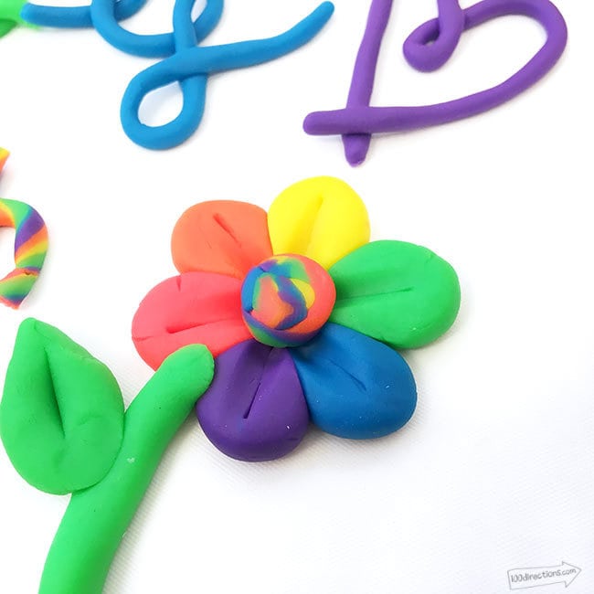 Rainbow Flower made with Play-Doh