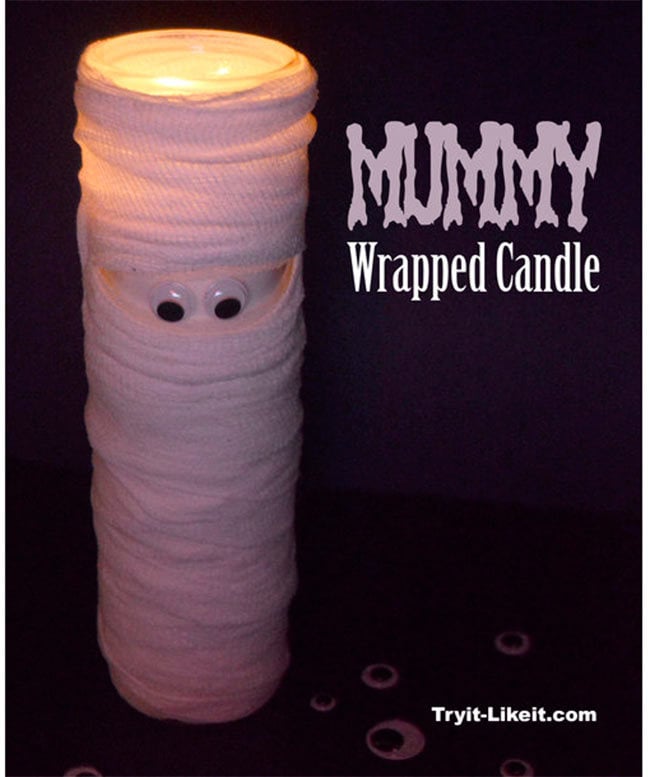 Mummy Wrapped Candle