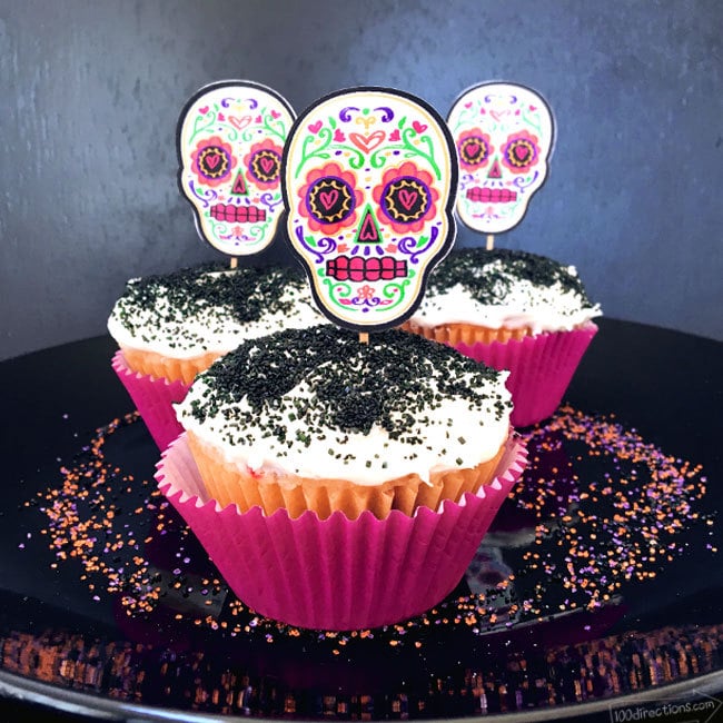 Sugar Skull Cupcake Toppers