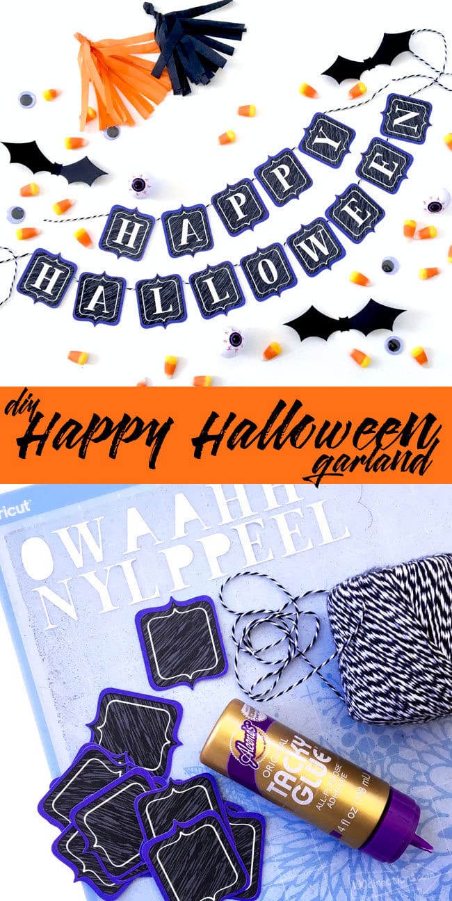 DIY Happy Halloween Garland made with Cricut - designed by Jen Goode