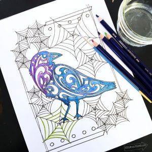 Halloween Raven coloring page designed by Jen Goode