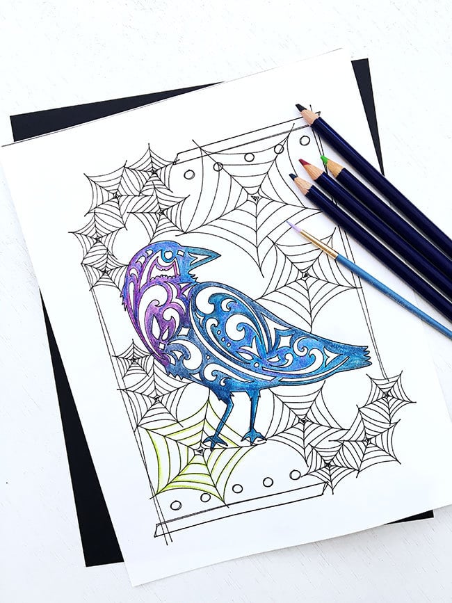 Create your own Halloween Raven coloring page with your Cricut - designed by Jen Goode
