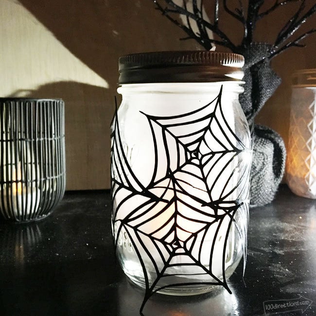 Spiderweb Luminary made with Cricut Explore designed by Jen Goode