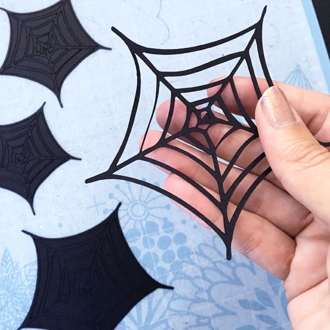 Spiderwebs cut with Cricut Explore