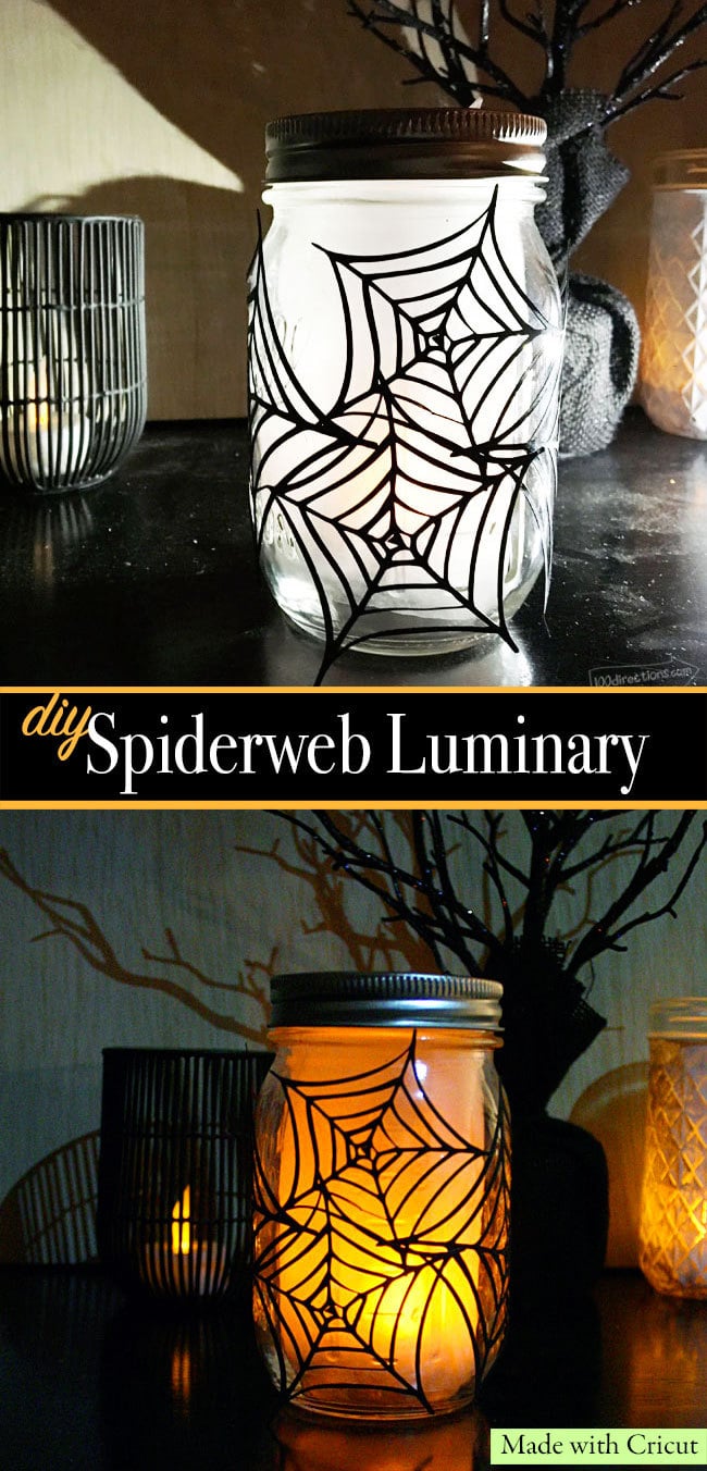 DIY Spiderweb Luminary made with Cricut - designed by Jen Goode