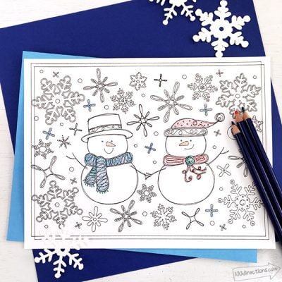 Snowman coloring page made with Cricut designed by Jen Goode
