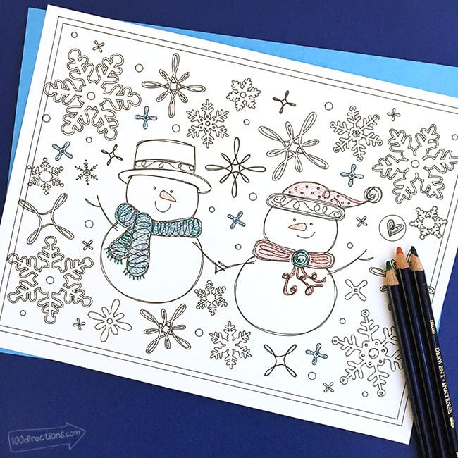 Snowman coloring page made with Cricut designed by Jen Goode