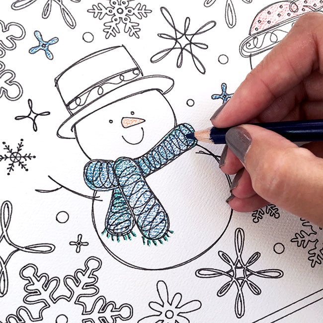 Snowman coloring page made with Cricut designed by Jen Goode