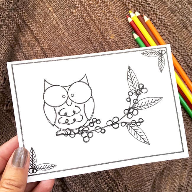 Fall Owl Card to color designed by Jen Goode and Made with Cricut
