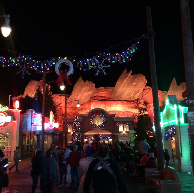 Carsland at night - Disney at Christmas