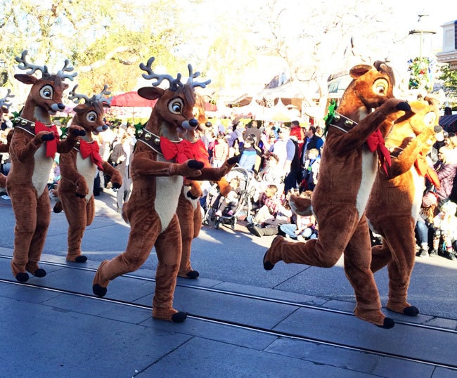 Dancing reindeer at Disneyland at Christmas