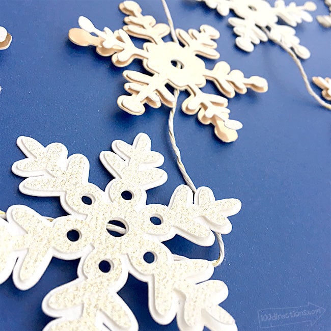 Snowflake garland made with Cricut designed by Jen Goode