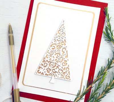 Pretty Christmas Card made with Cricut designed by Jen Goode