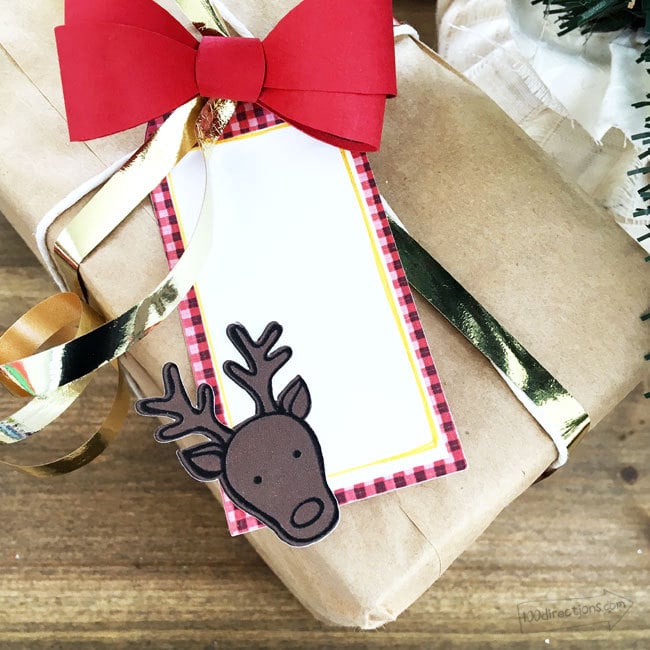 Plaid reindeer gift tag made with Cricut designed by Jen Goode