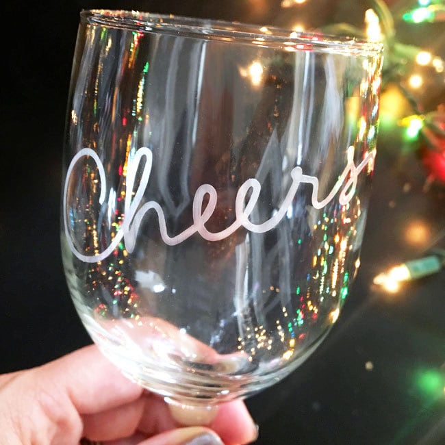 DIY Cheers word art party glasses