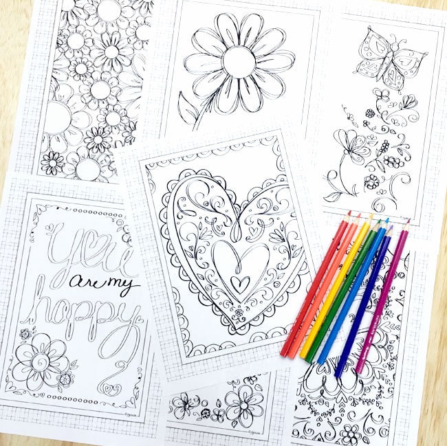 Pretty coloring pages designed by Jen Goode