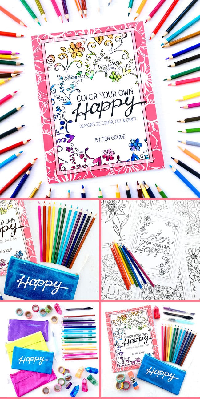 Color Your Own Happy - Designs to Color, Cut & Craft - Coloring Book by Jen Goode