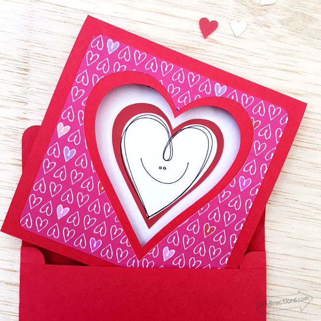 Cute Smiley Heart Happy Face Valentine's Day Card - made with Cricut, Designed by Jen Goode