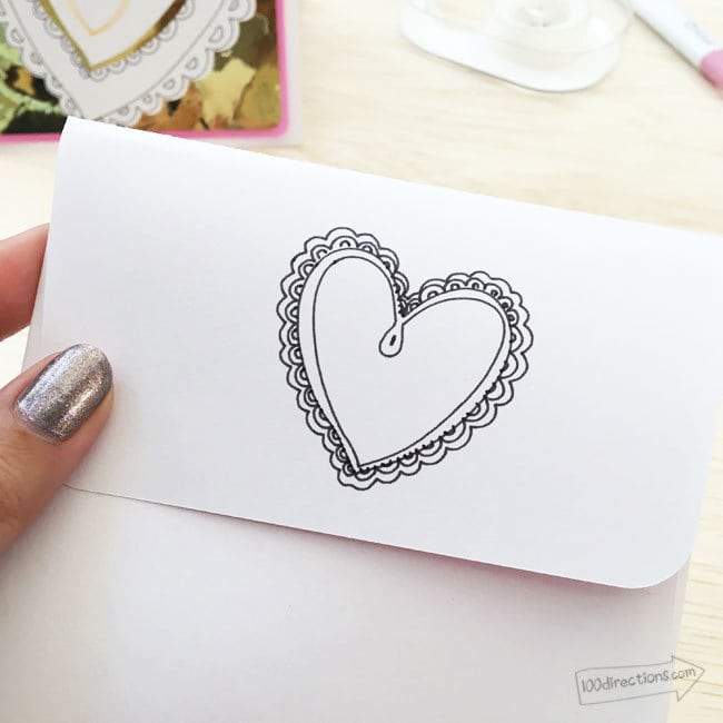 Add fancy heart accents to your envelopes - made with Cricut, designed by Jen Goode