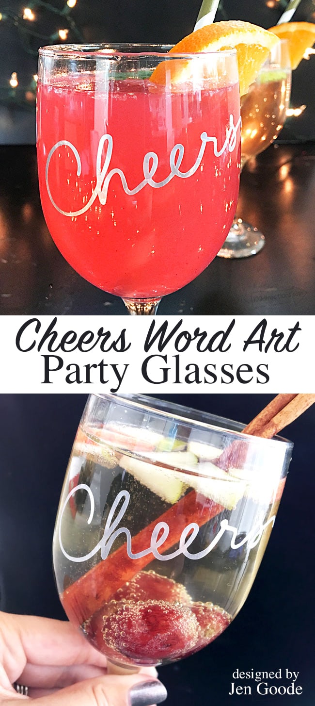 New Years Party Glasses made with Cricut designed by Jen Goode