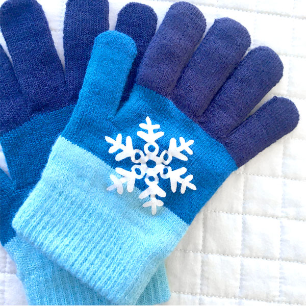 DIY Snowflake Gloves with glitter vinyl - made with Cricut - Designed by Jen Goode