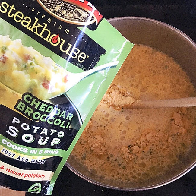 Just combine with water and boil for 5 minutes - ready to eat!