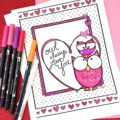 Owl Always Love You - coloring page designed by Jen Goode
