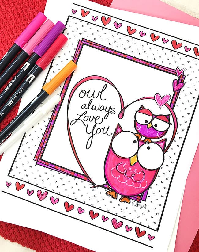 Owl Always Love You coloring page by Jen Goode
