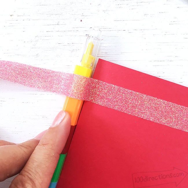 Attach a pen or pencil to your coloring Valentine Card