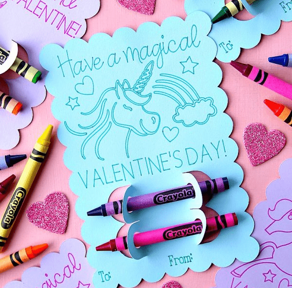 Unicorn Coloring Card Valentines from Happy Go Lucky Blog