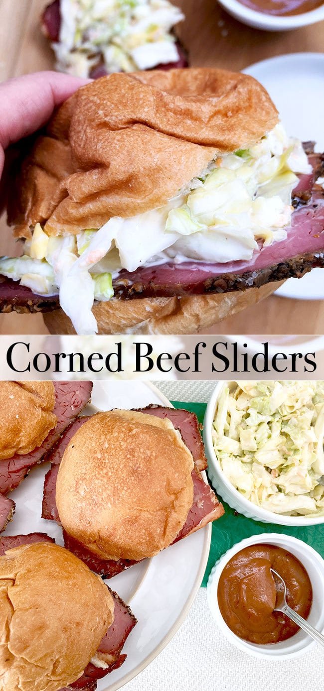 Corned beef sliders and coleslaw