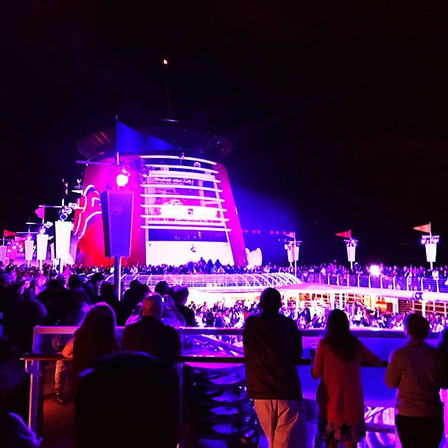 Fun party at night on Disney Wonder Cruise