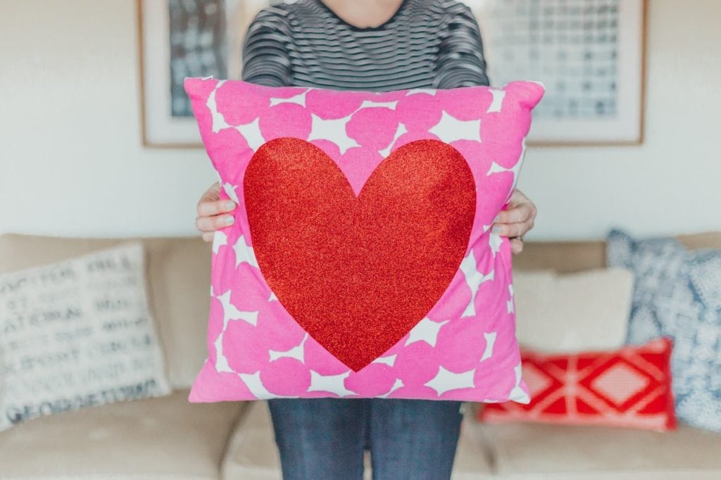 Make a pretty heart pillow in minute from The Kingston Home