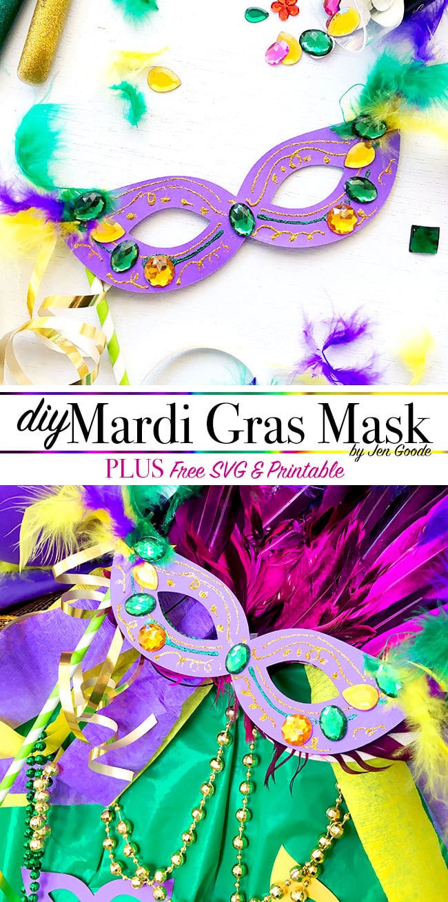 DIY Mardi Gras mask - svg and printable template by Jen Goode