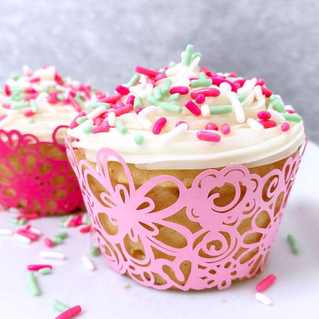 Pretty cut floral Cupcake Wrappers designed by Jen Goode - made with Cricut
