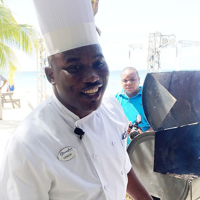 Best jerk chicken chef ever at Beaches Resort in Negril, Jamaica 