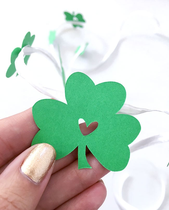 paper cut shamrock made with Cricut - designed by Jen Goode