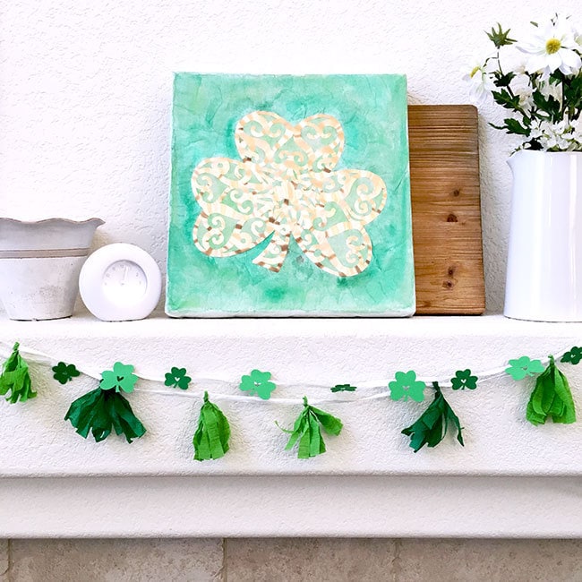 Easy Shamrock garland you can make with your Cricut - designed by Jen Goode
