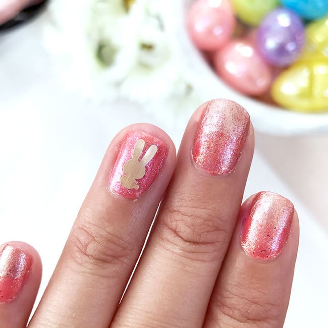 Create your own quick Easter Bunny nail art - design by Jen Goode