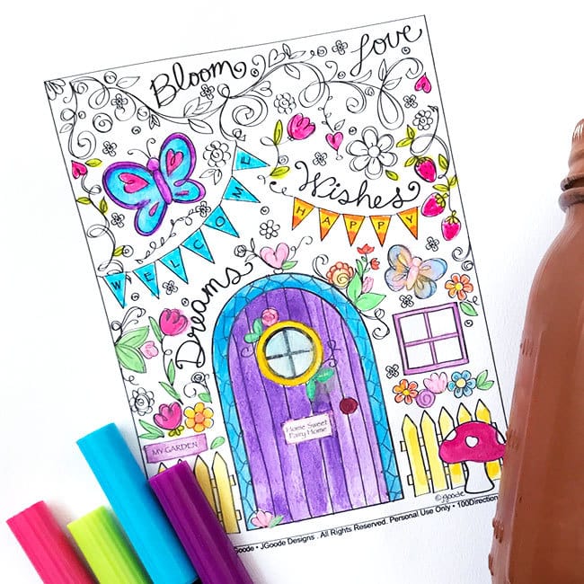 Fairy Garden Coloring Page - 100 Directions