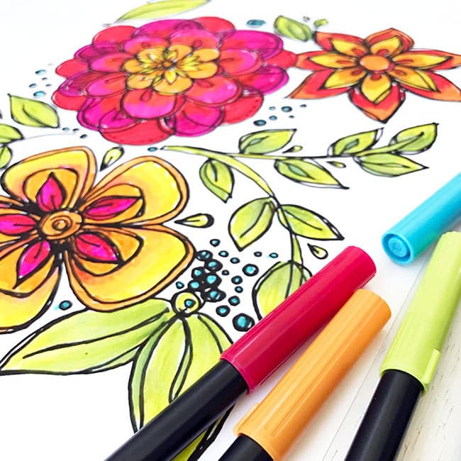 Color this fun flower coloring page by Jen Goode