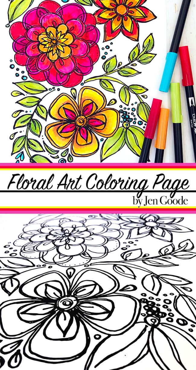Free printable flower coloring page by Jen Goode