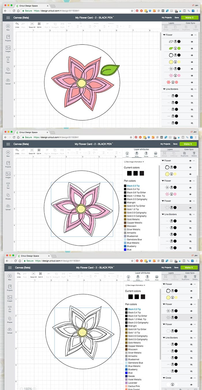 Writing palette options in Cricut Design Space